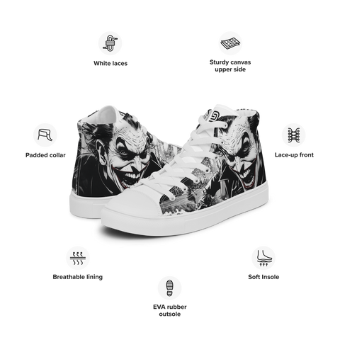Men's High-Top Canvas Shoes | Joker Gotham Madness | Vintage Comic Book Inspired