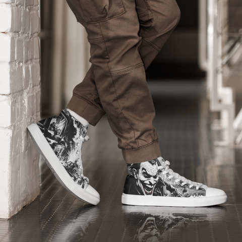 Men's High-Top Canvas Shoes | Joker Gotham Madness | Vintage Comic Book Inspired