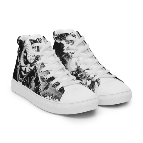 Men's High-Top Canvas Shoes | Joker Gotham Madness | Vintage Comic Book Inspired
