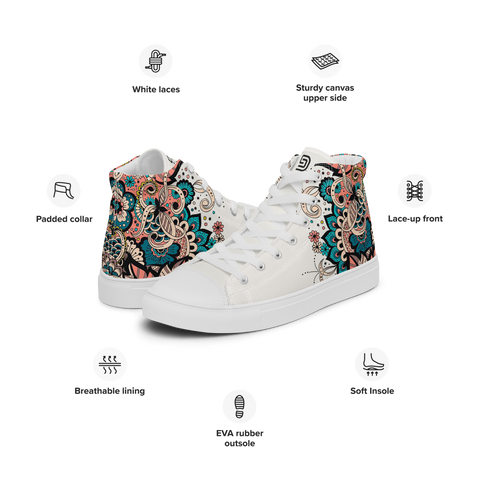 Women’s High top canvas shoes | Abstract Floral Mandala Converse Shoes