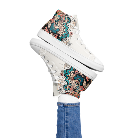 Women’s High top canvas shoes | Abstract Floral Mandala Converse Shoes