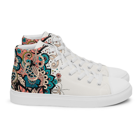 Women’s High top canvas shoes | Abstract Floral Mandala Converse Shoes