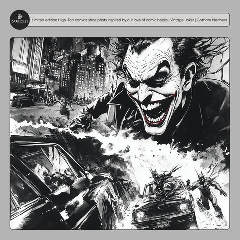 Men's High-Top Canvas Shoes | Joker Gotham Madness | Vintage Comic Book Inspired